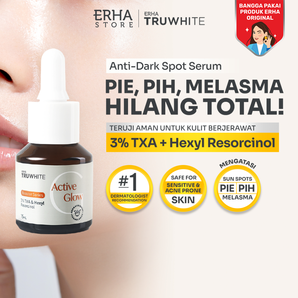 ERHA Truwhite Active Glow Booster with 3% Tranexamic Acid & Hexyl Resorcinol - 15ml I Atasi Melasma 