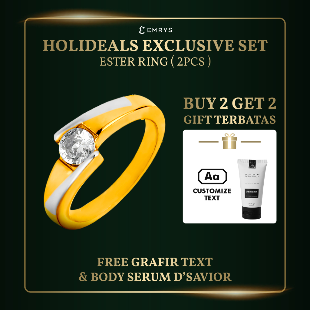 BUY 2 GET 2 GIFT Emrys Couple Ring ESTER Real Titanium Anti Karat Cincin Titanium Pria Wanita FREE C