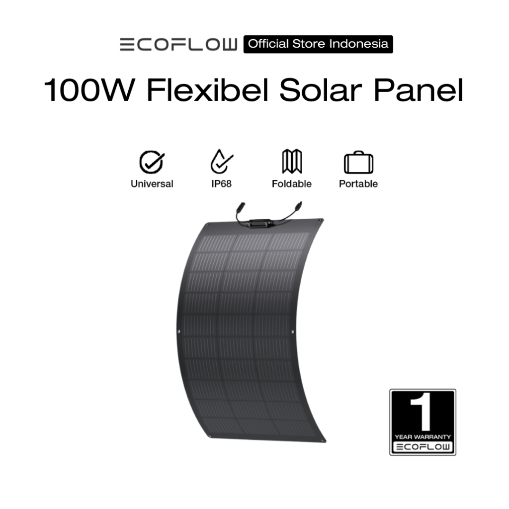EcoFlow Solar Panel Flexible 100W Panel Surya IP68 Anti Air Dapat Melengkung 258° Untuk Atap Mobil V