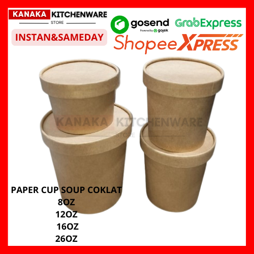 PAPER CUP SOUP COKLAT / PAPER BROWNIES BITE ISI 25PPCS 8OZ / 12OZ / 16OZ / 26OZ / PAPER CUP COOKIES
