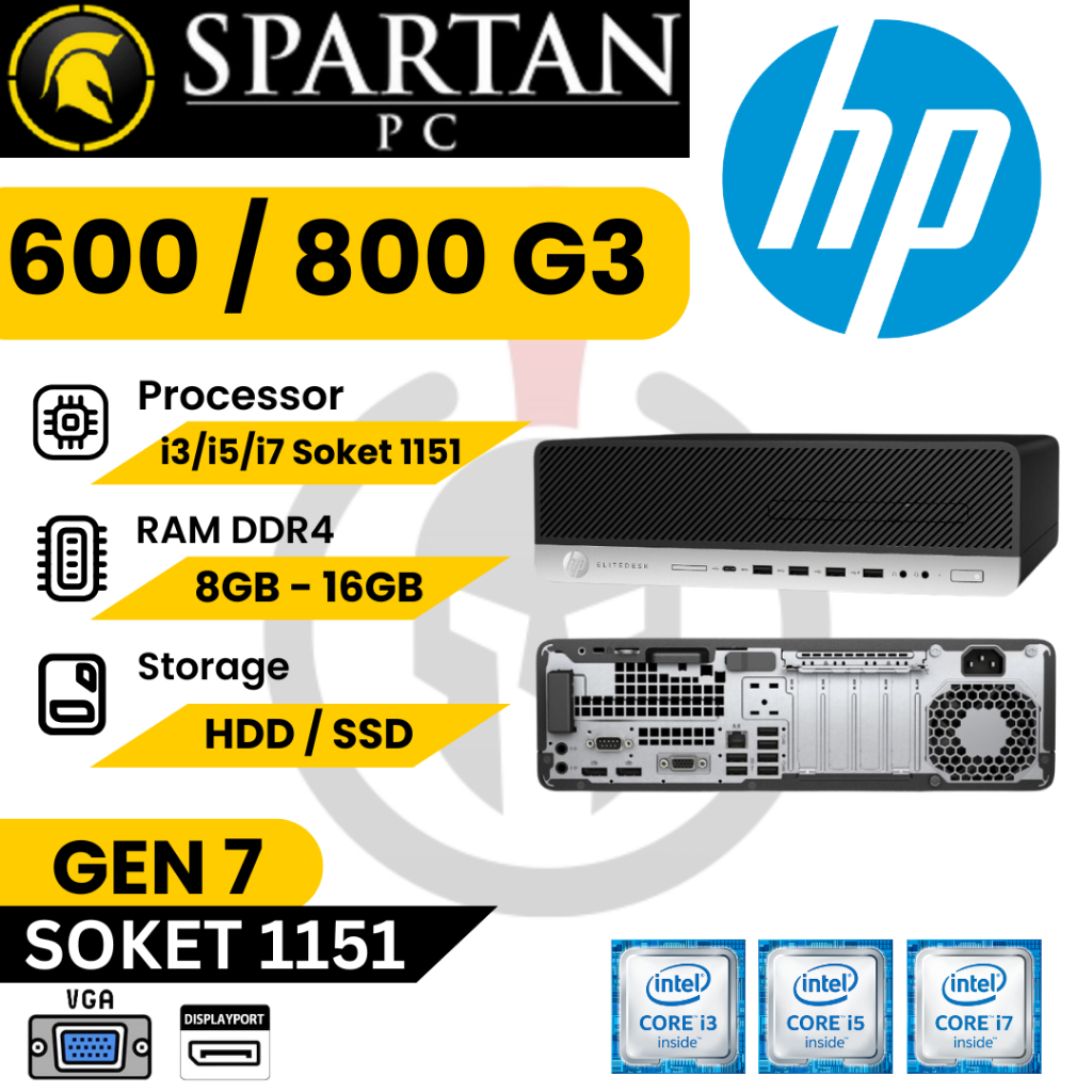 PC HP 800 G3 Core i3 / i5 / i7 7th Gen Desktop 600 G3 Kosongan 1151 DT