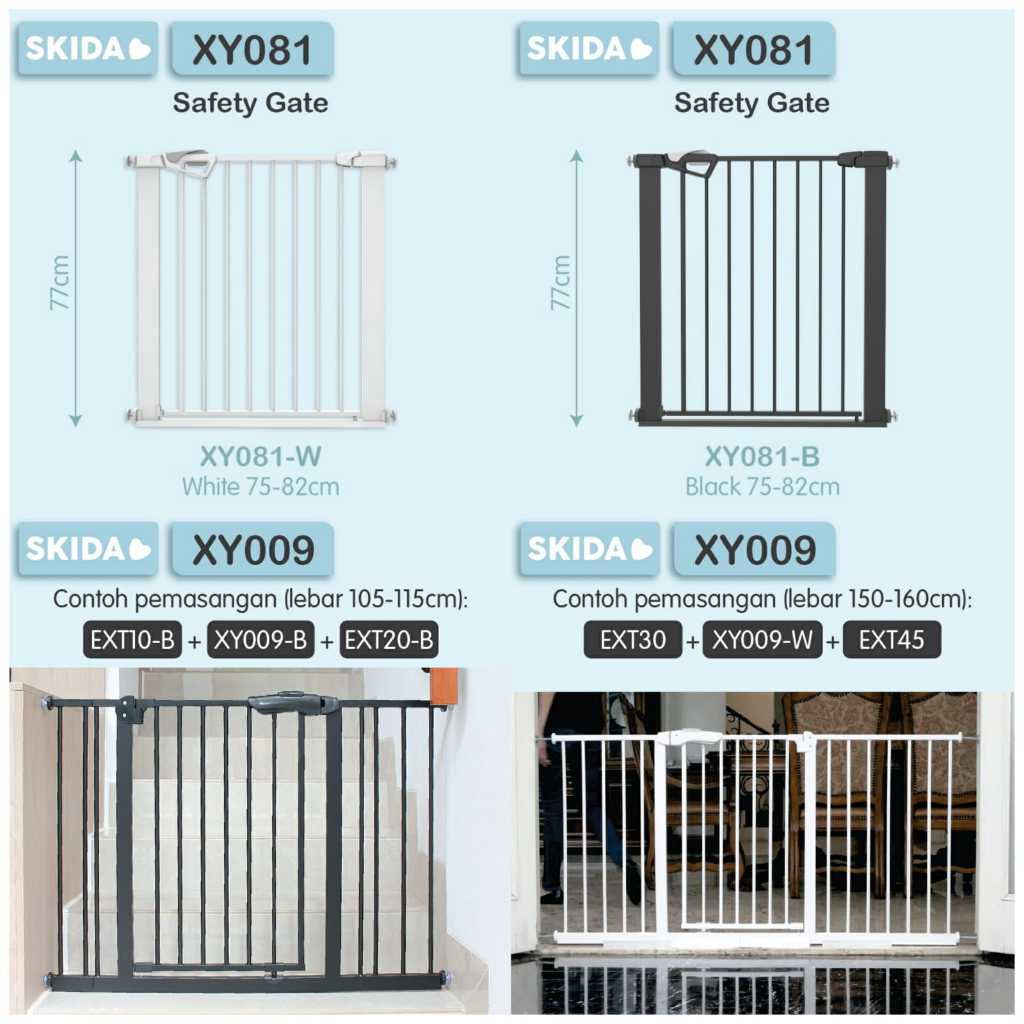 Top Baby Safety Gate 75-85Cm Pagar Pengaman Bayi Anak Pagar Portable Pagar Tangga Pengaman Tangga