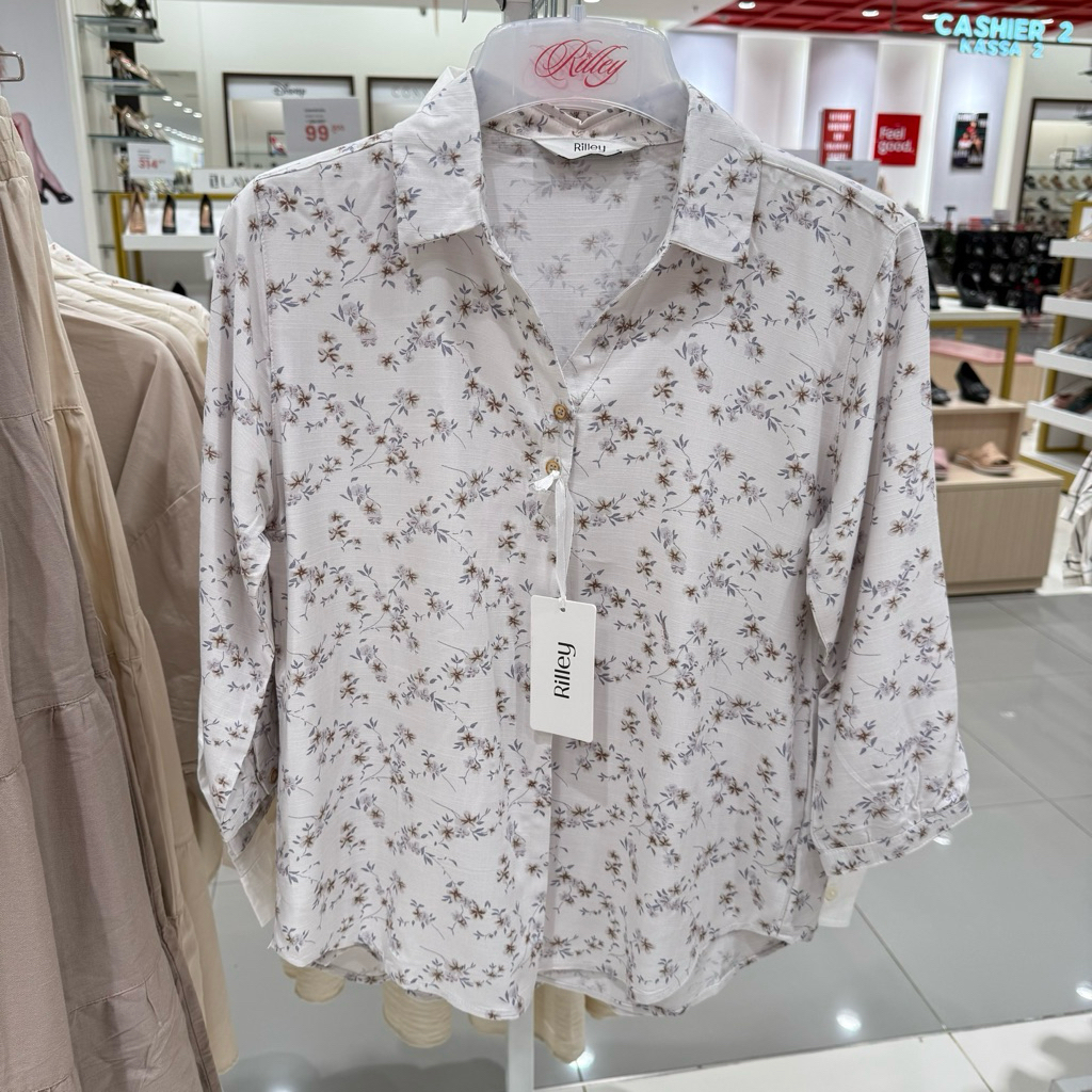 Rilley Kemeja blouse Lengan Panjang motif wanita M-XXL banyak pilihan model best seller