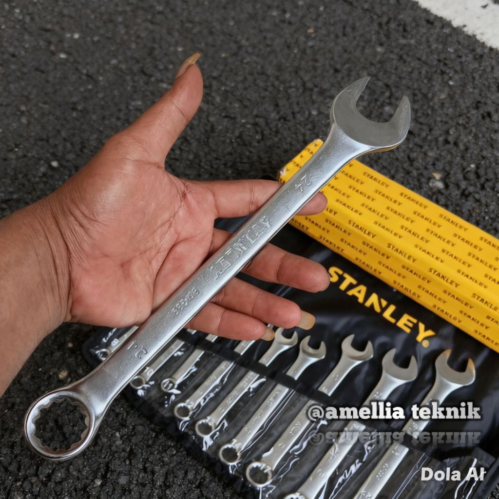 Kunci Ring Pas Set Combinasi STANLEY 11 PCS (8 - 24 ).Kunci Ring Pas Combinasi STANLEY Original