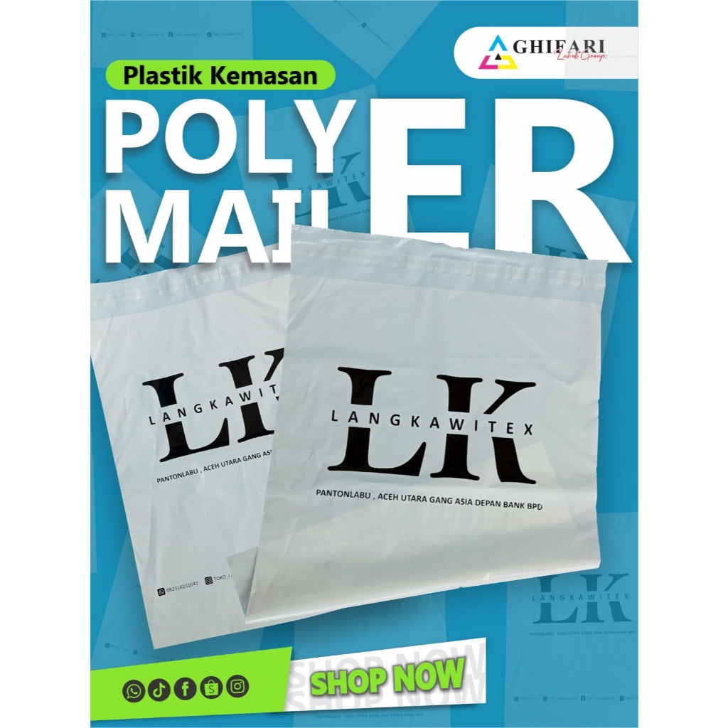 plastik polymailer sablon , plastik packing baju , plastik hijab , plastik olshop