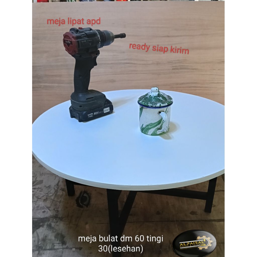 meja bulat lesehan dm100 dm120 t kaki 30
