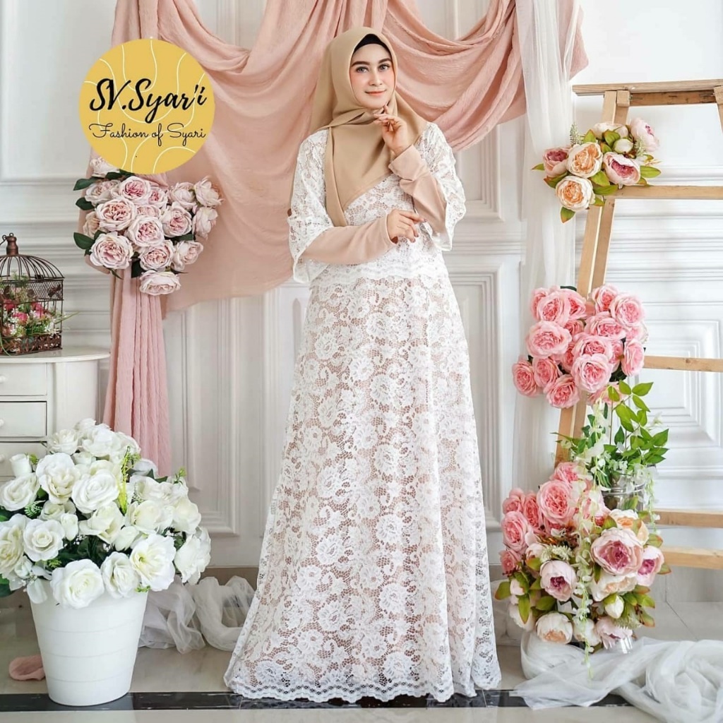 Lana dress gamis mewah elegan terbaru 2026 Lebaran gamis brokat kondangan pesta simple elegan premiu
