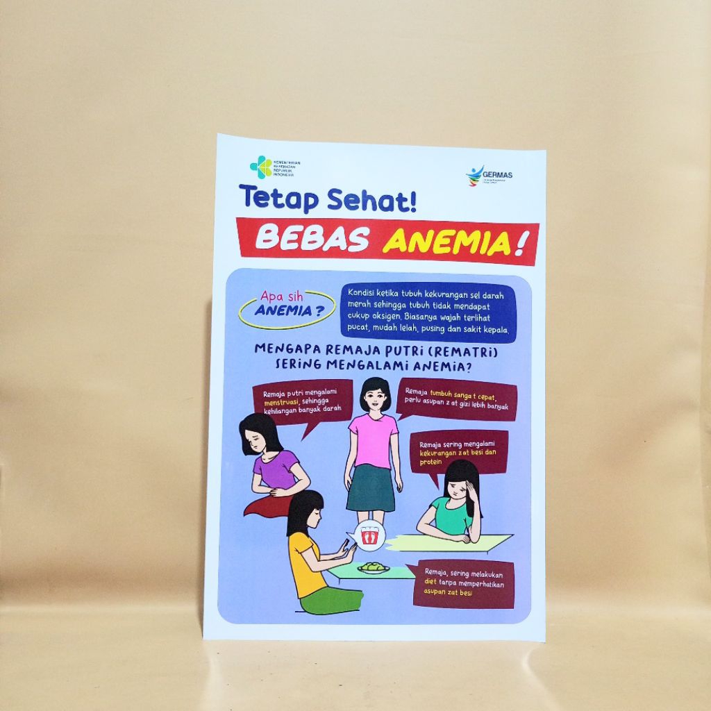 Poster Anemia Pada Remaja - Poster Bebas Anemia - Poster Kesehatan Remaja