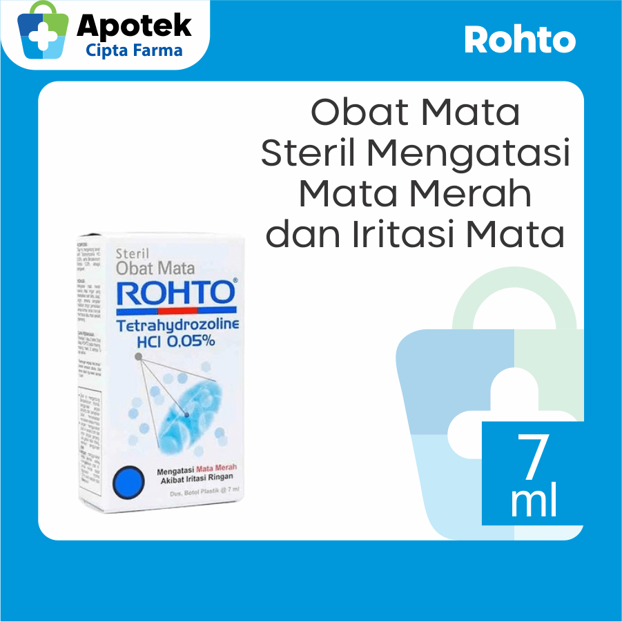 Rohto Steril 7 ml Tetrahydrozoline Hci Obat Mata Merah Perih Iritasi Pembersih Mata dan Penyegar Mat