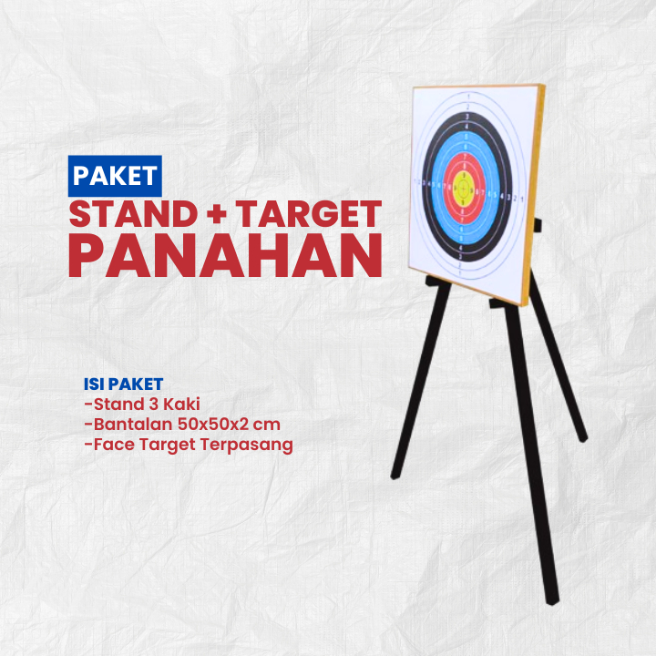 Paket Target Panahan Stand & Bantalan 50x50x2 cm Portable Ringkas Bisa Dilipat