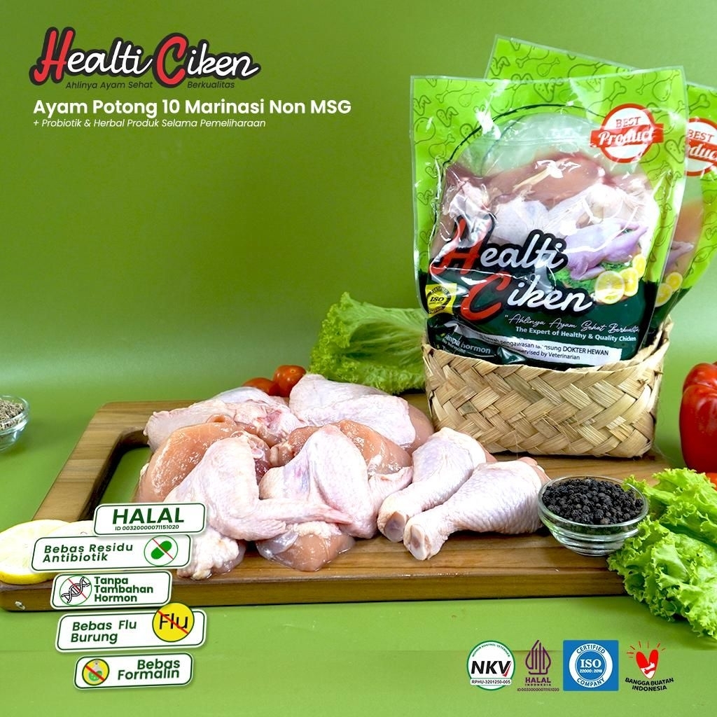 Healti Ciken Ayam Potong 10 Marinasi non MSG 0.9-1kg, Ayam Probiotik