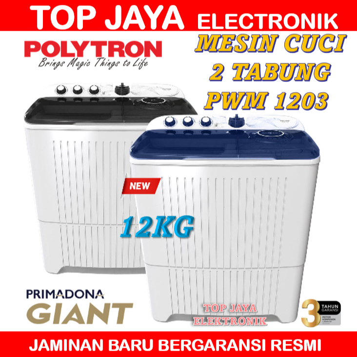 MESIN CUCI SHARP 12KG 2 TABUNG/MESIN CUCI 12KG SHARP 2 TABUNG PWM-1203 BARU BERGARANSI RESMI