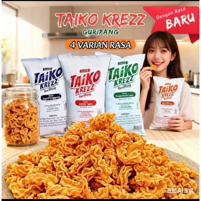 Taiko Krezz Kerupuk Gurita Roasted 500g Halal