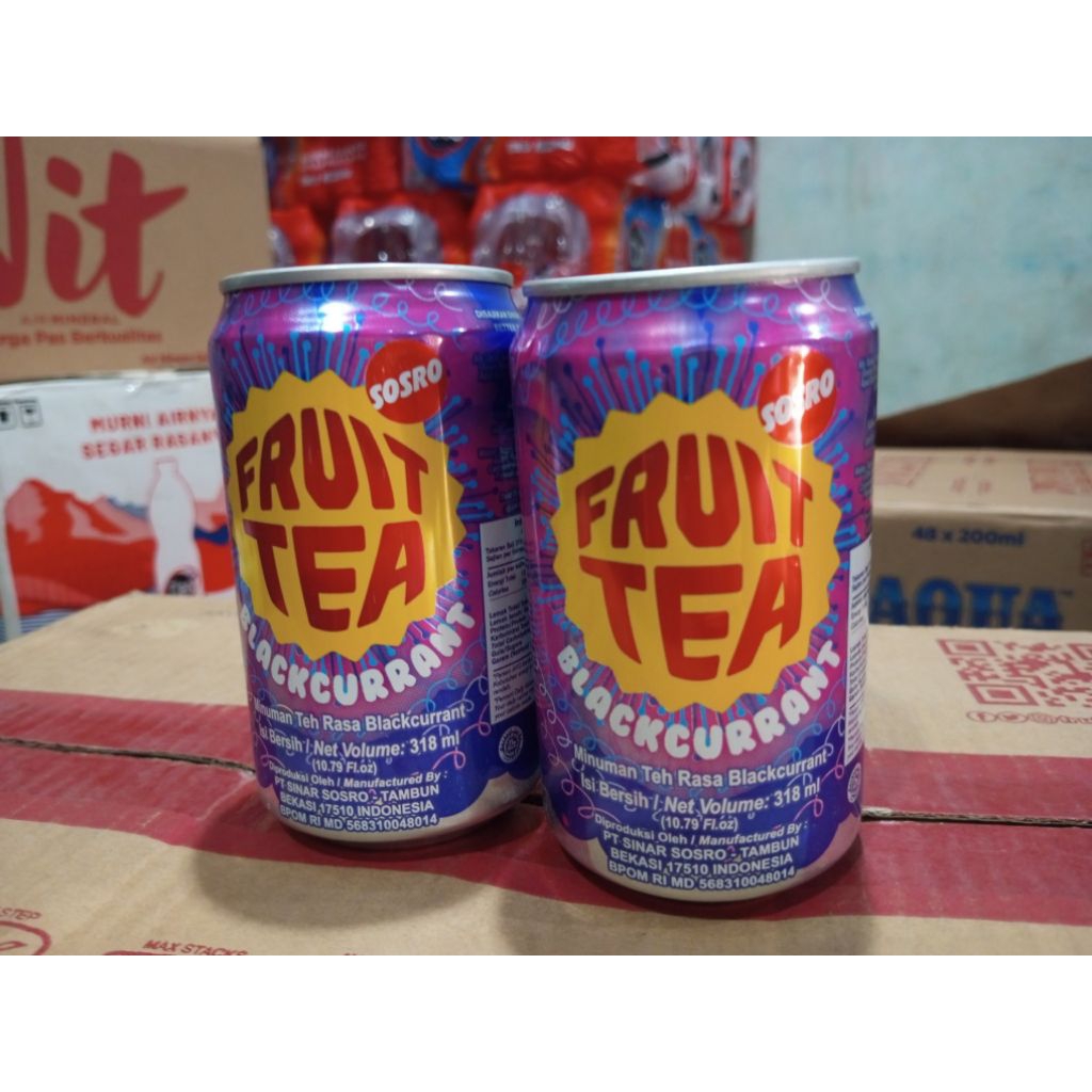 Fruit tea kaleng 318ml 1 dus isi 24 botol / teh rasa blackcurrant / teh rasa anggur/ fruit tea
