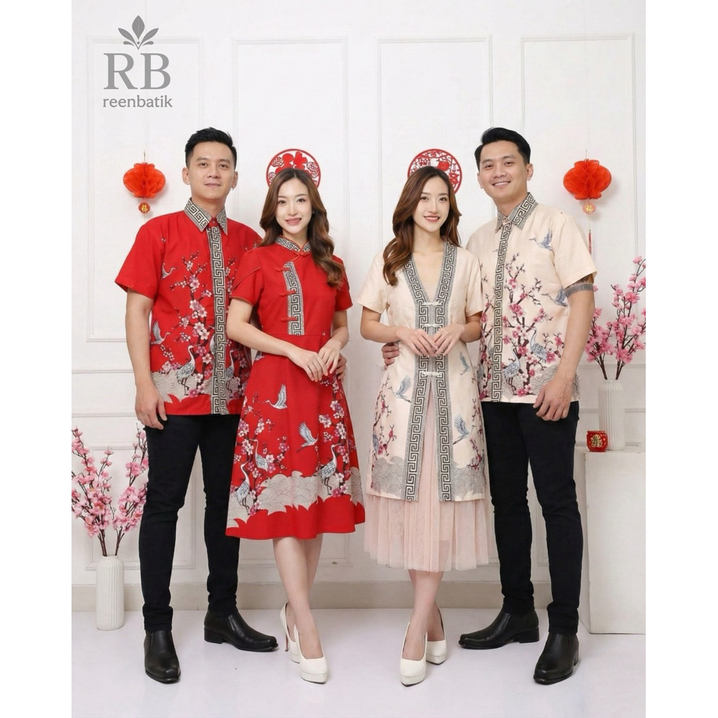 Batik Couple Edisi Imlek /Dress Batik Brokat / Dress Imlek / Cheongsam / Series RuXia#