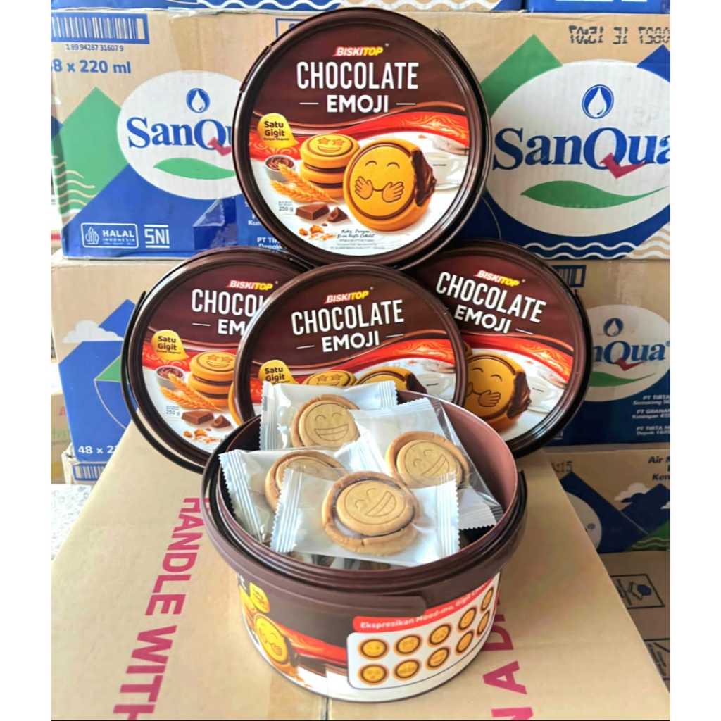 Biskitop Chocolate Emoji - Biskitop Jar Emoji 250gr - Jajan Lebaran - Best Seller Terlaris