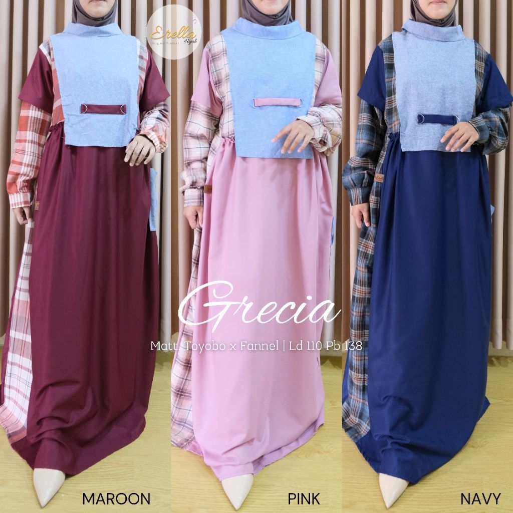GRECIA DRESS - GAMIS TERBARU KOMBINASI TOYOBO FLANEL PREMIUM