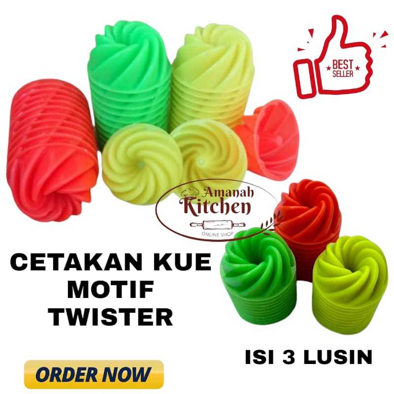 cetakan kue/cetakan kue bolu kukus motif twister isi 3 lusin