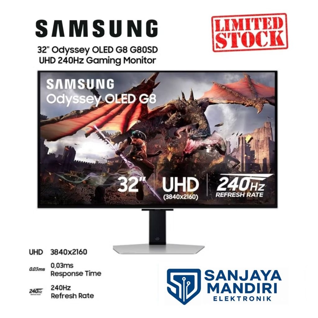 TERMURAH Samsung 32" Odyssey OLED G8 G80SD UHD 240Hz Gaming Monitor 32 Inch Garansi Resmi