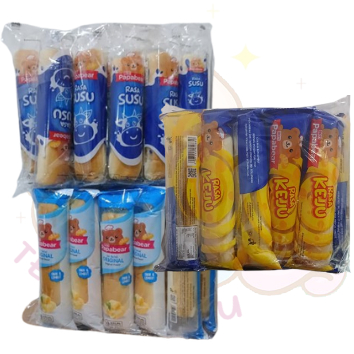 ROTI PAPABEAR [20GR x 10pcs] Kue Guling Rasa Original Susu Keju Cake Viral Soft Bread Ori Milk
