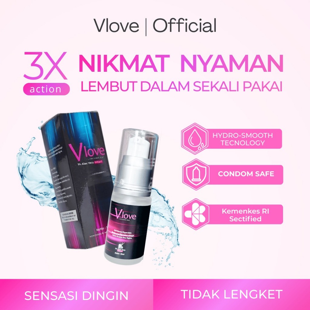 Vlove Gel Pelumas Wanita dan Pria Tanpa Efek Samping Lubricant Water Based Halal BPOM