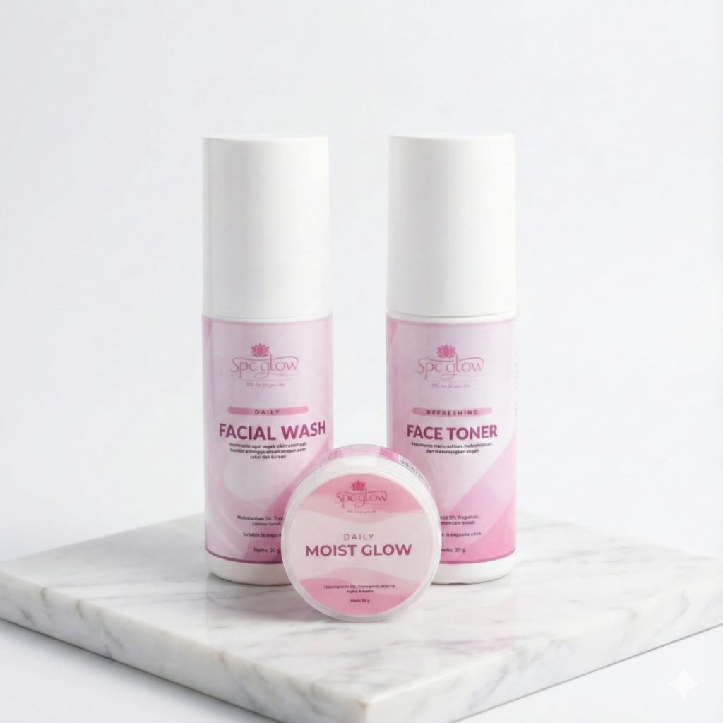 SPC Glow Paket Isi 3 Untuk Semua Jenis Kulit Facewash, Toner, Moist Glow