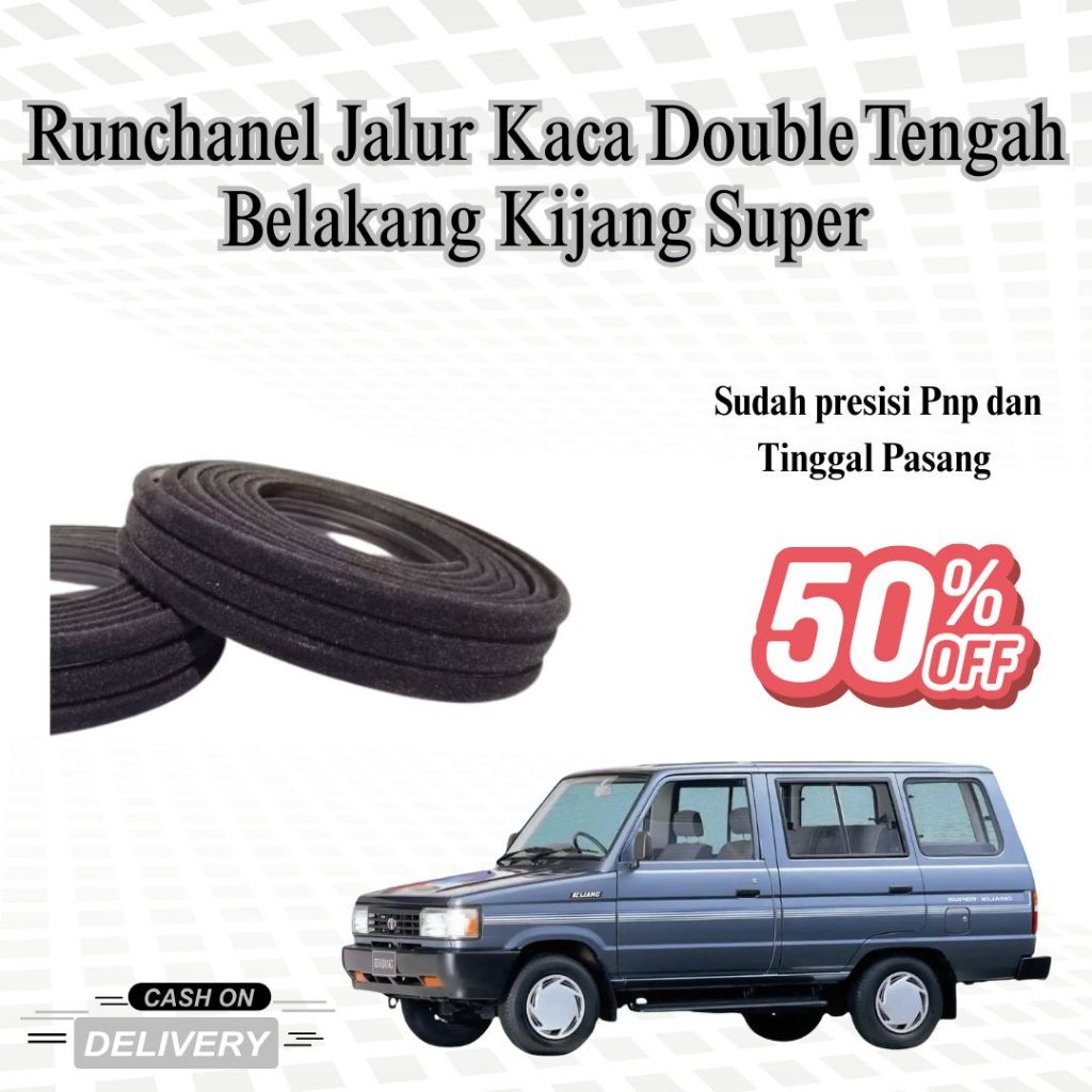 Karet Runchannel Jalur Kaca Double Tengah Belakang Toyota Kijang Super – Lis Jalur Kaca Pintu Belaka