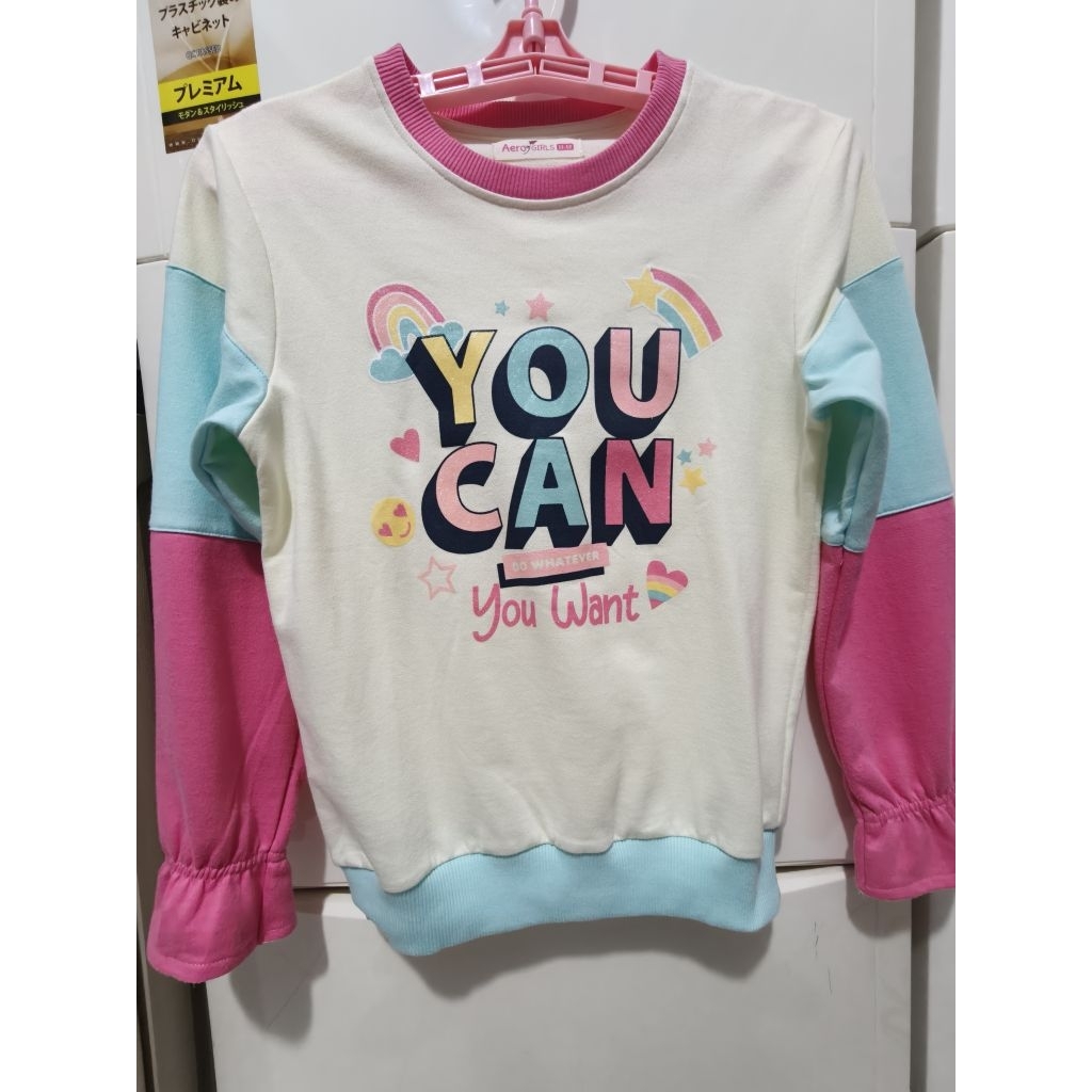 (SALE PRELOVED) KAOS WARNA CANDY TULISAN "YOU CAN DO WHATEVER YOU WANT" LENGAN PANJANG ANAK PEREMPUA
