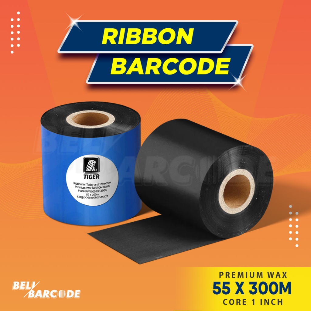 Tiger Ribbon Barcode 55 x 300 Tinta Printer 55x300 Meter Premium Wax 55x300m Hitam