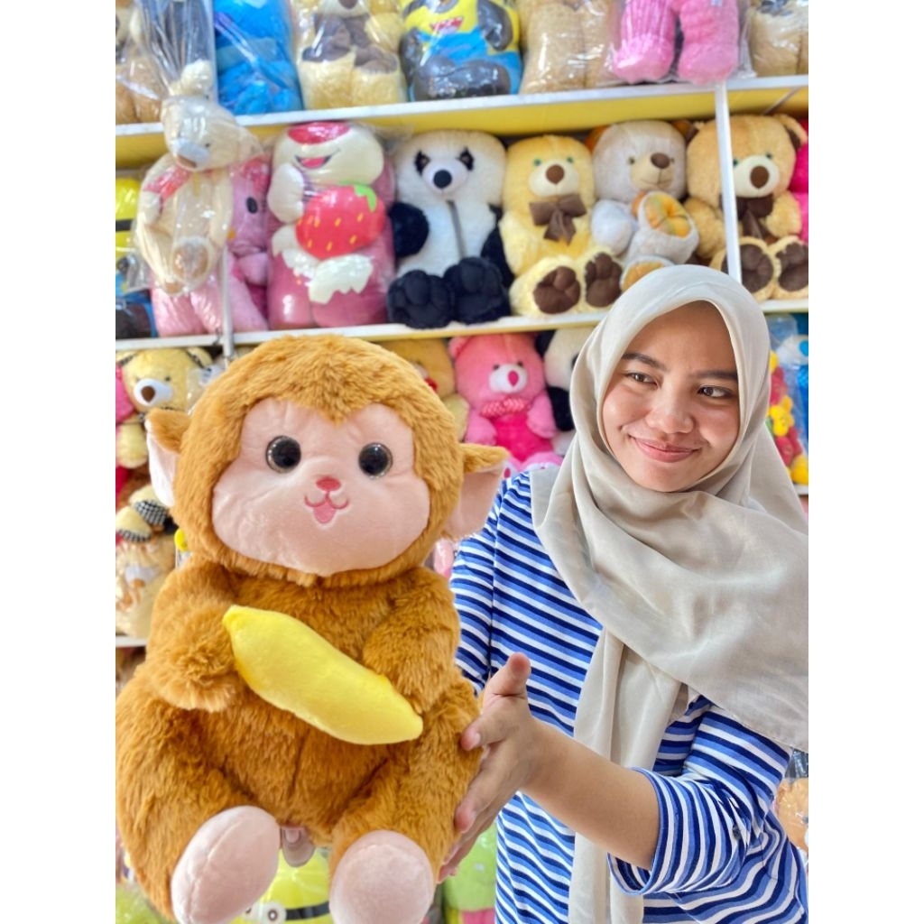 BONEKA KERA PISANG MONYET LUCU KARAKTER KERA MAKAN PISANG  BONEKA MONGKEY IMPORT BONEKA KERA PISANG 