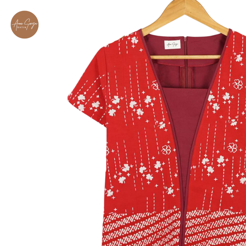 Lucy Batik Top Annesurya 09120225/Atasan/Blus Batik Kombinasi katun polos