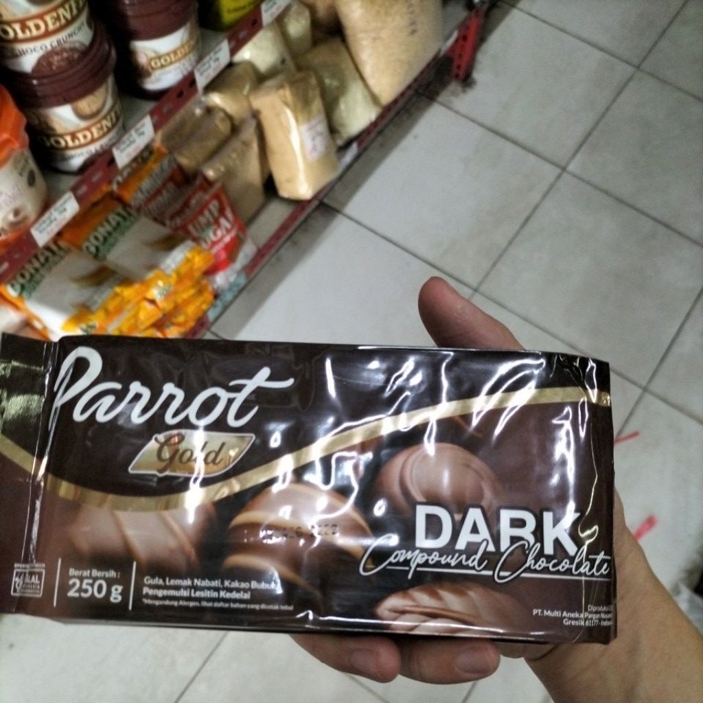 parrot gold dark compound chocolate 250 gram