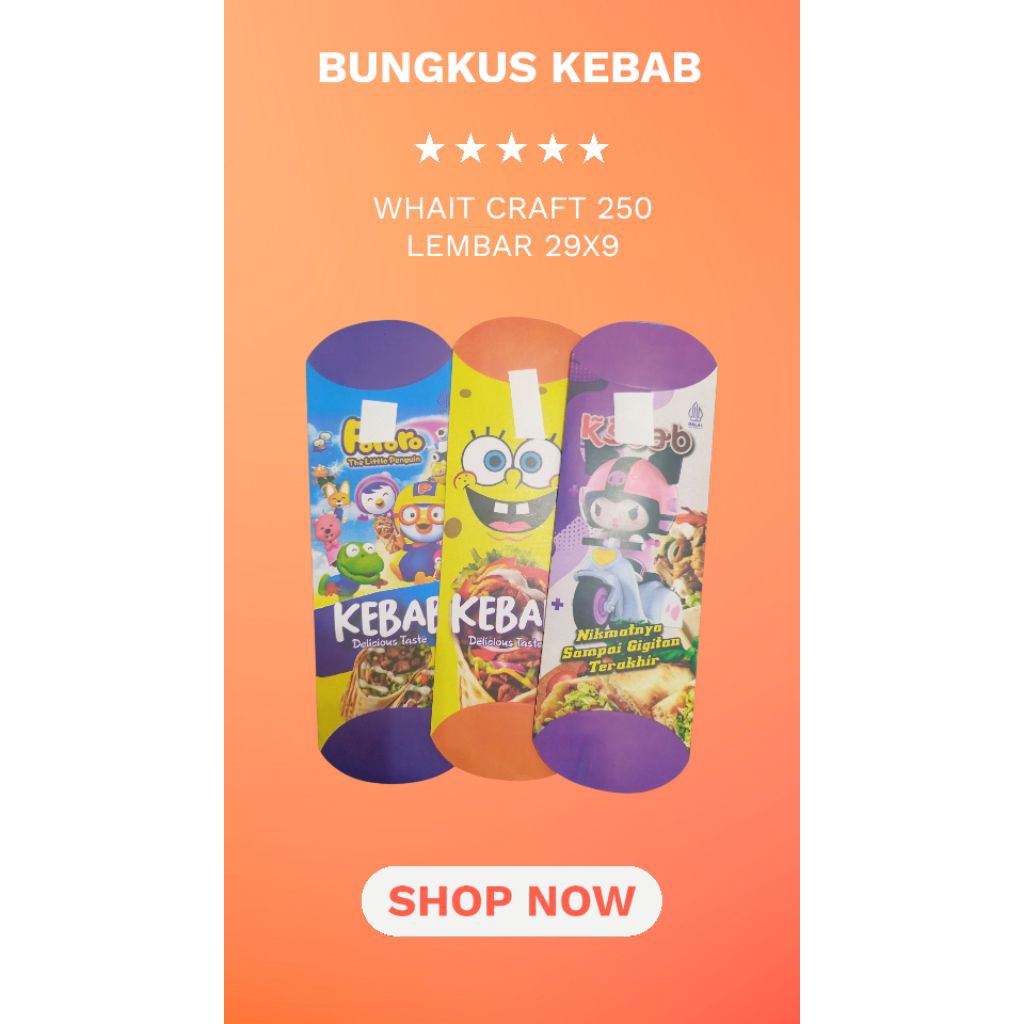 promo bungkus kebab tarikan 250 lembar/ kemasan kebab