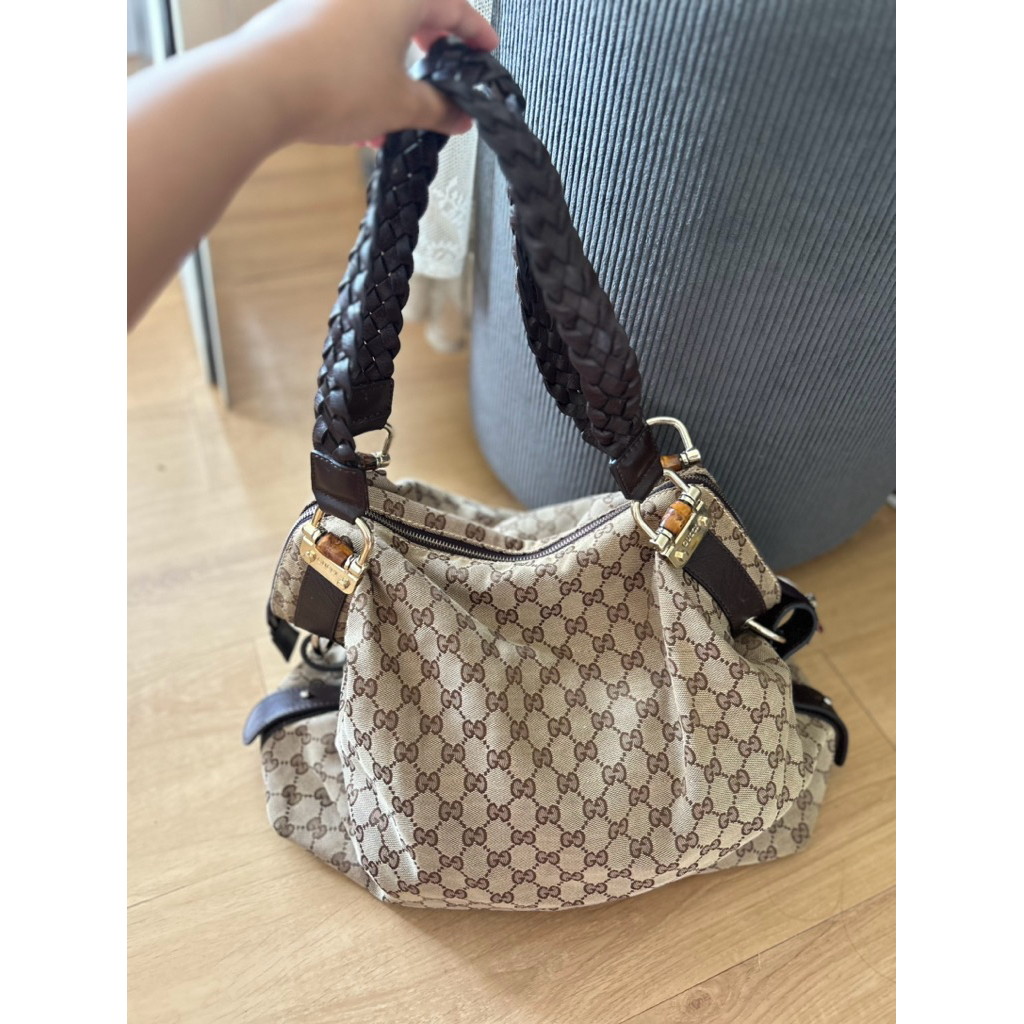 Preloved Gucci GG Canvas Bamboo bag