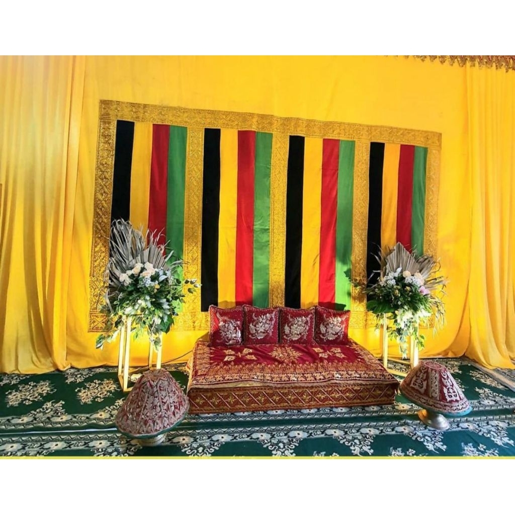 TIRAI ACEH KASAP BLUDRU MIX SATIN/BACKDROP PELAMINAN ACEH