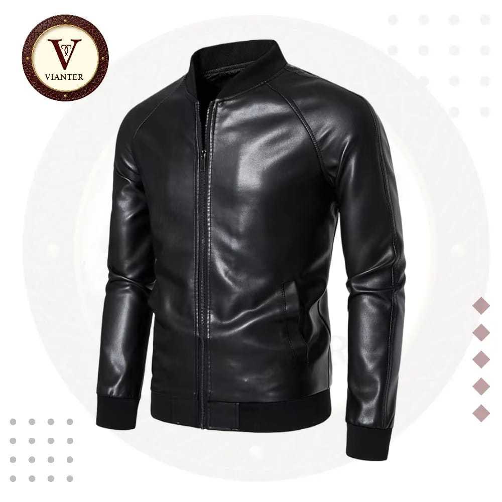 aket Kulit Pria Premium – Bomber Leather Jacket Elegan & Stylish