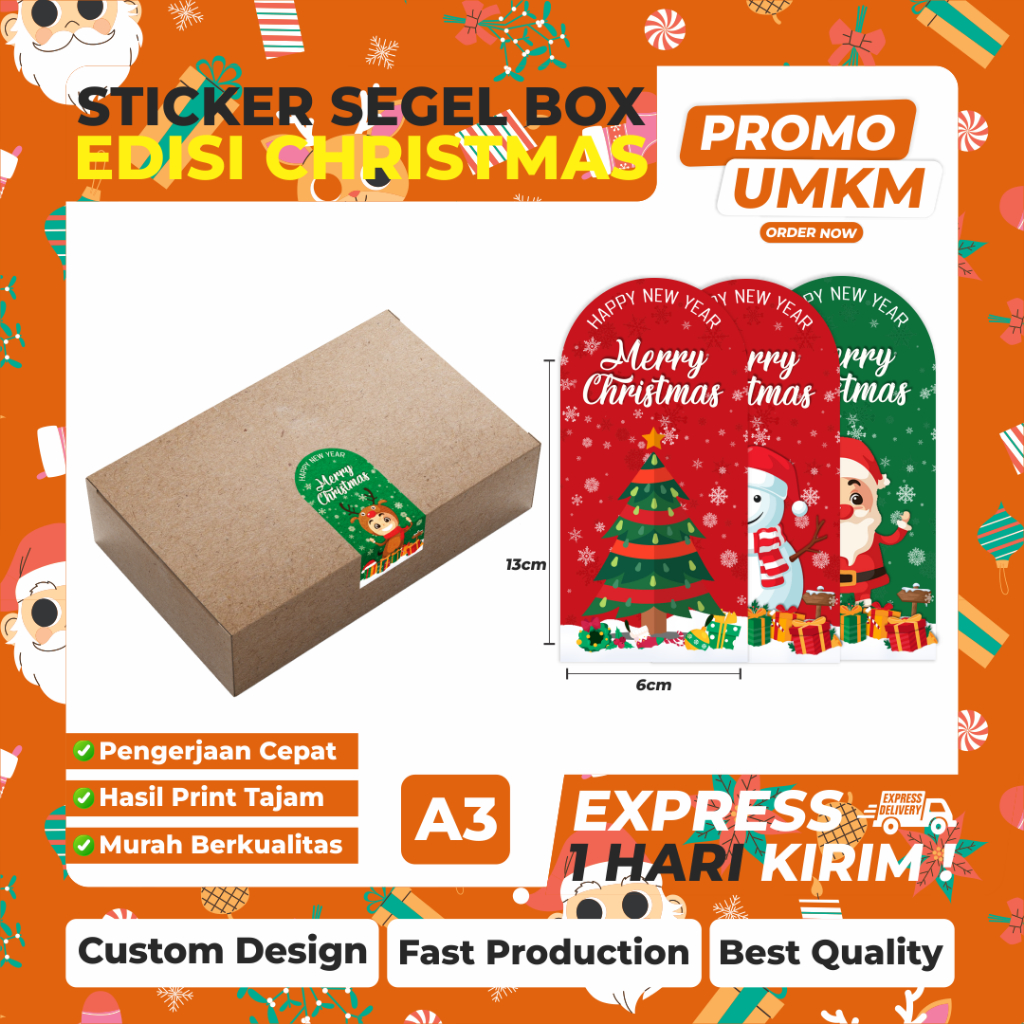 STICKER SEGEL BOX NATAL – LABEL PACKAGING CHRISTMAS PREMIUM