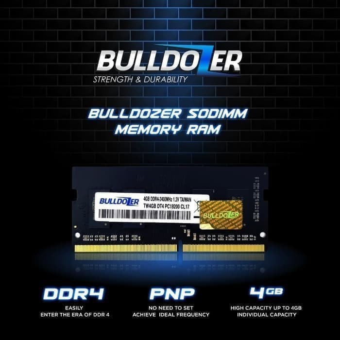 Ram laptop bulldozer ddr4 8gb pc-19200 2400mhz cl17 1.2v sodimm bul2400d4s17-8g -  Memory notebook s