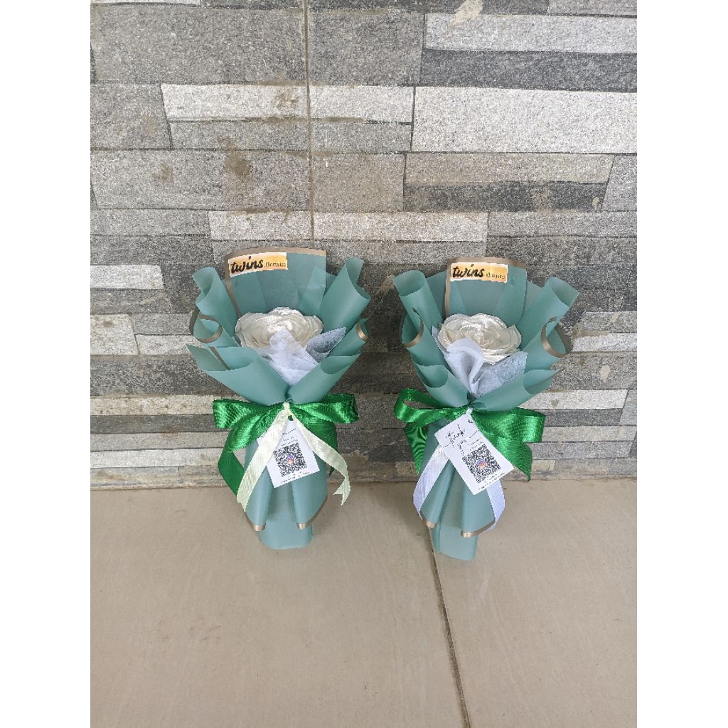 Buket Bunga Pita satin 1 tangkai/Buket single rose