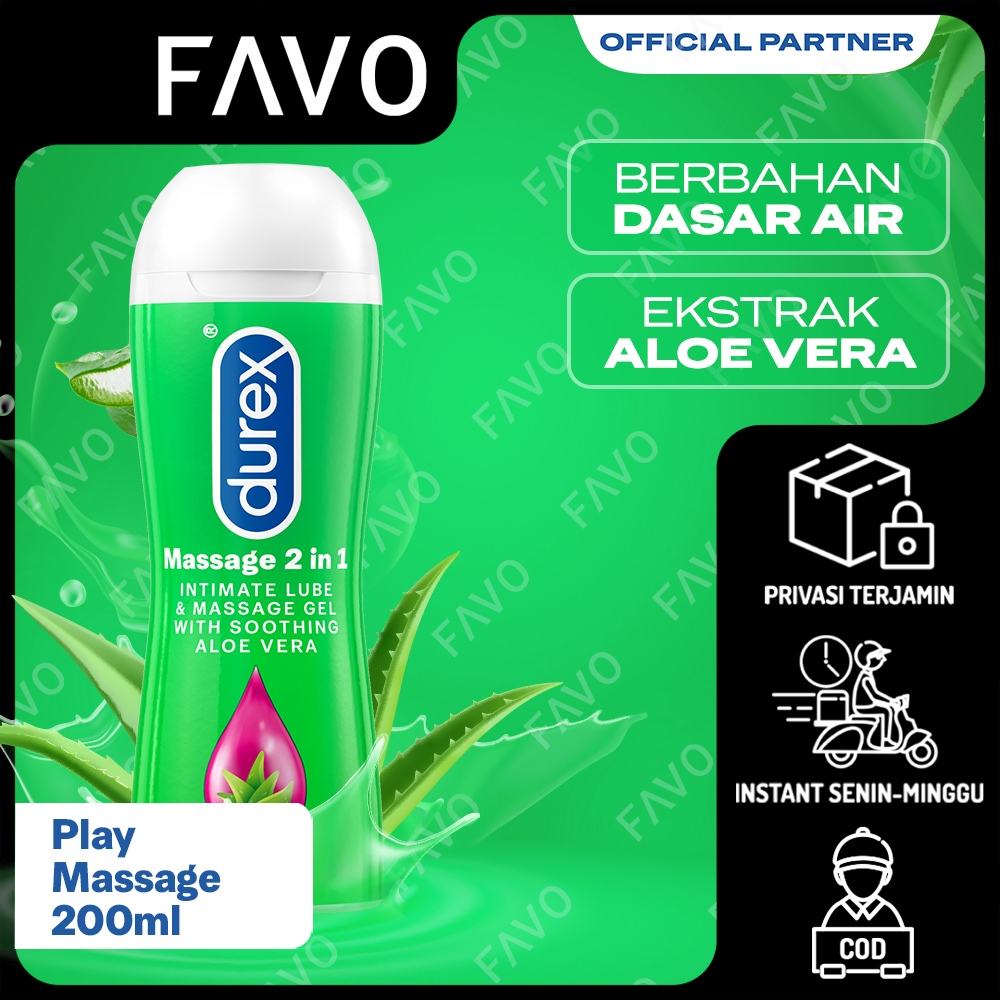Durex Play Massage Pelumas Gel Seks Pria & Wanita 200ml Bottle - Pelumas Berbahan Dasar Air