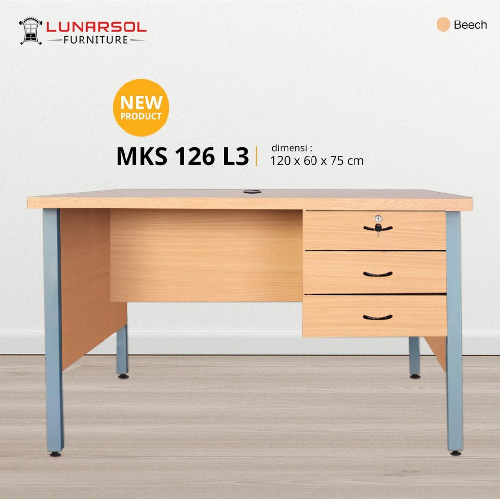 Meja Tulis Kantor Meja Kerja kaki Besi Adjuster Meja Serbaguna 1/2 Biro MKS 126 L3
