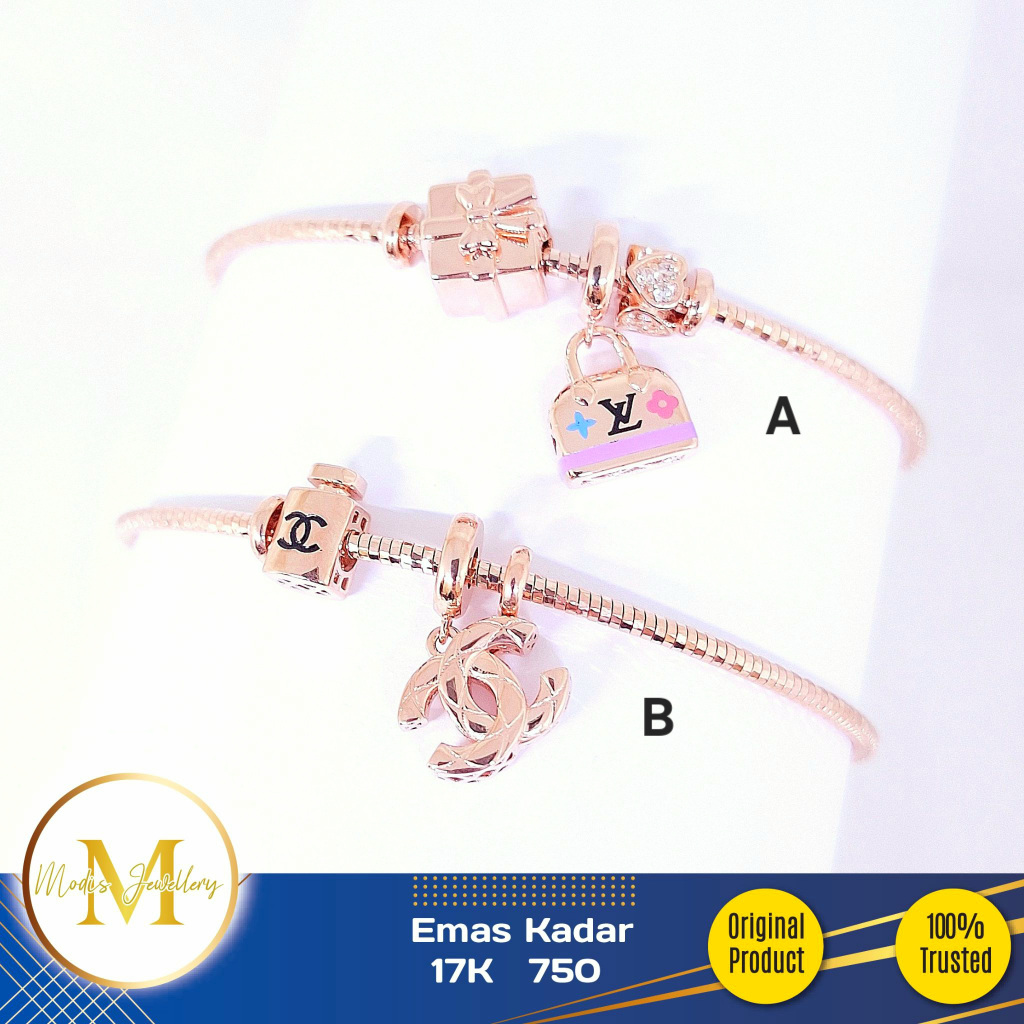 MODIS JEWELLERY - Gelang Bangle Pandora Variasi Rosegold - Emas 17k 750
