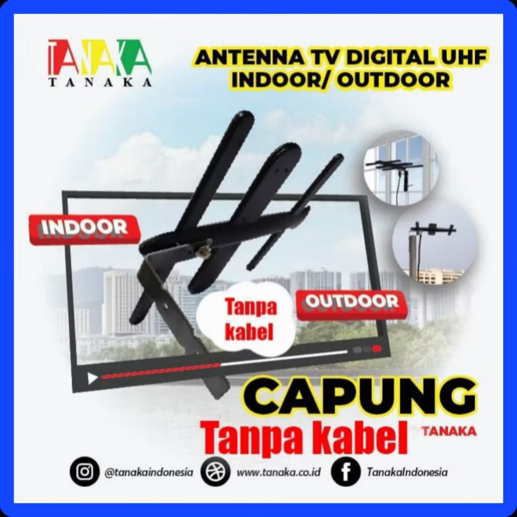 Antena TV Digital UHF Tanaka CAPUNG Indoor Outdoor Tanpa Kabel Jernih Kuat Sinyal