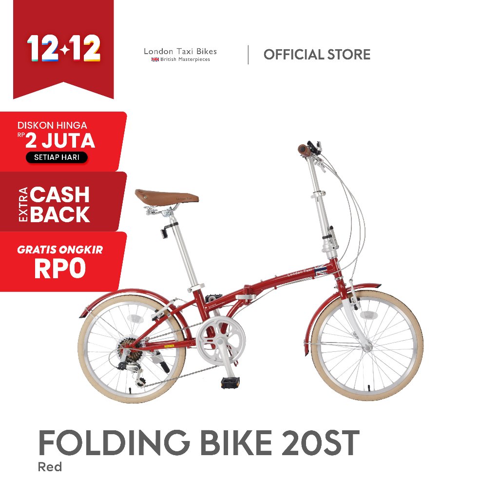 Sepeda Lipat London Taxi Folding Bike 206S - Red
