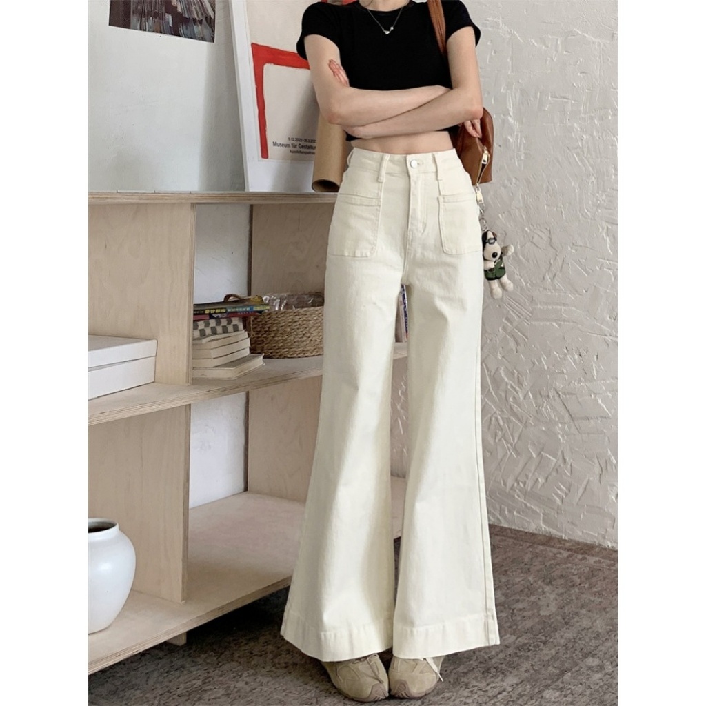 COD LULU Krem Premium Kulot Highwaist Celana Panjang Wanita-baggy jeans wanita--baggy baggy Denim