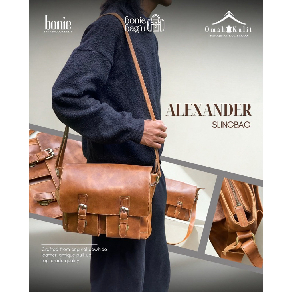 Tas Kulit Pria | Tas Kulit Asli, Tas Pria, Tas Selempang Pria [ ALEXANDER | Bonie Leathercraft]