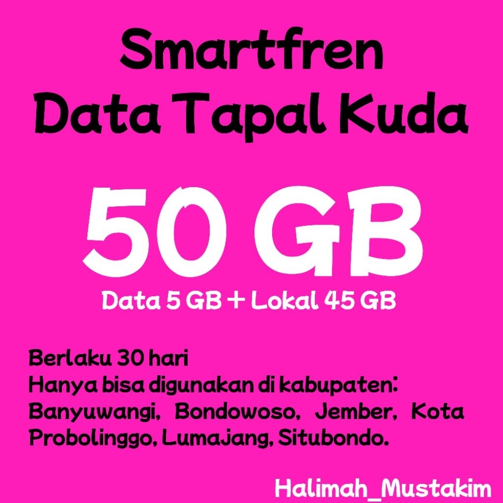 Paket Data Internet Smartfren Data Tapal Kuda 50 GB untuk 30 hari | Jember | Lumajang | Probolinggo 