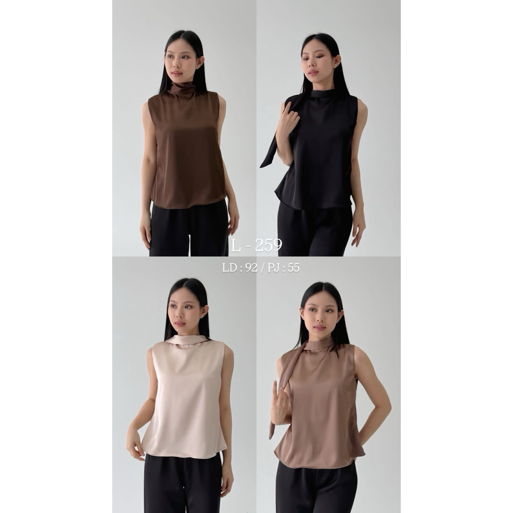 SORA | High Neck Satin Top With Scarf