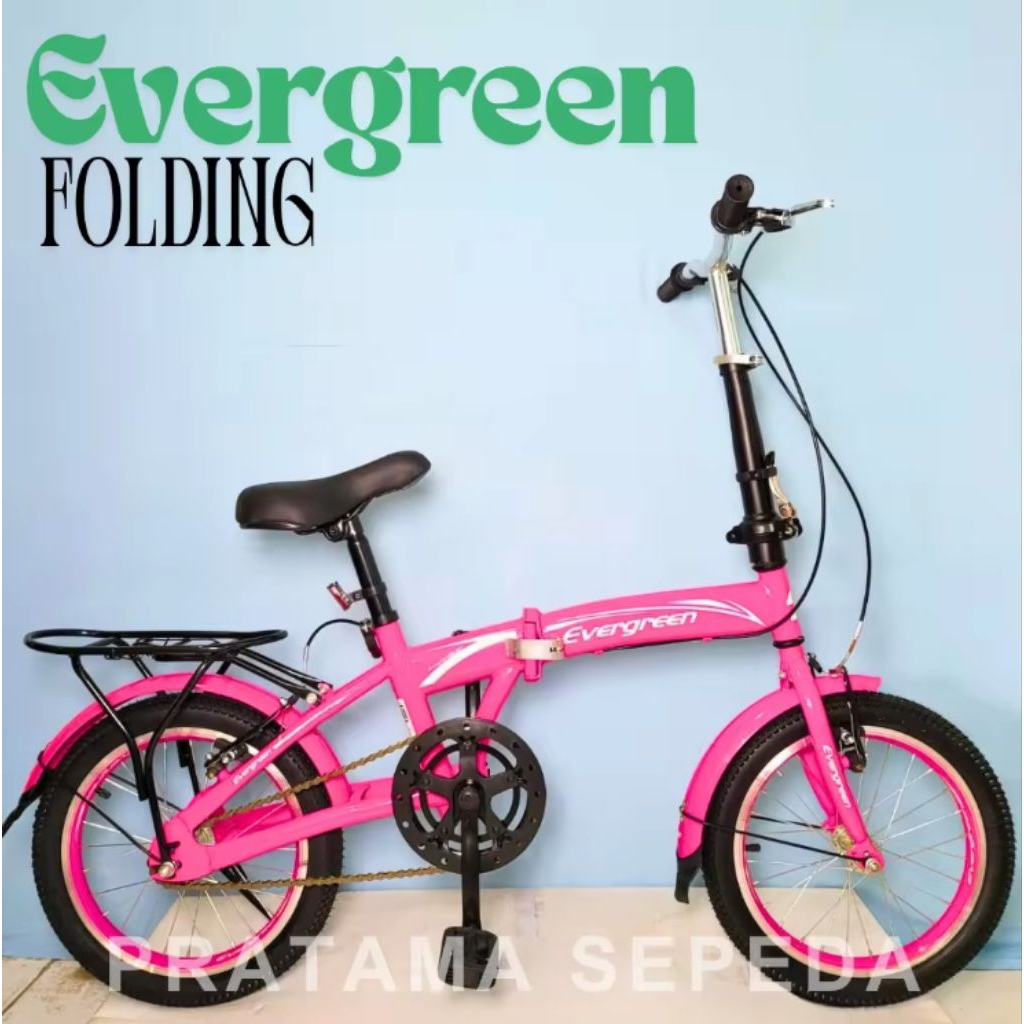 Sepeda Lipat Anak 16 Inch Evergreen Rem VBrake 1sp