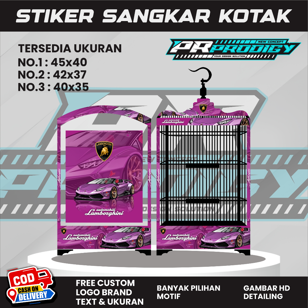 Stiker Decal GALLARGO PURPLE Sangkar Burung / Sangkar Koper / Sangkar Kosan